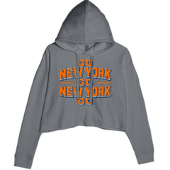 Go New York Go Basketball Cropped Hoodie Sweatshirt Charcoal Grey