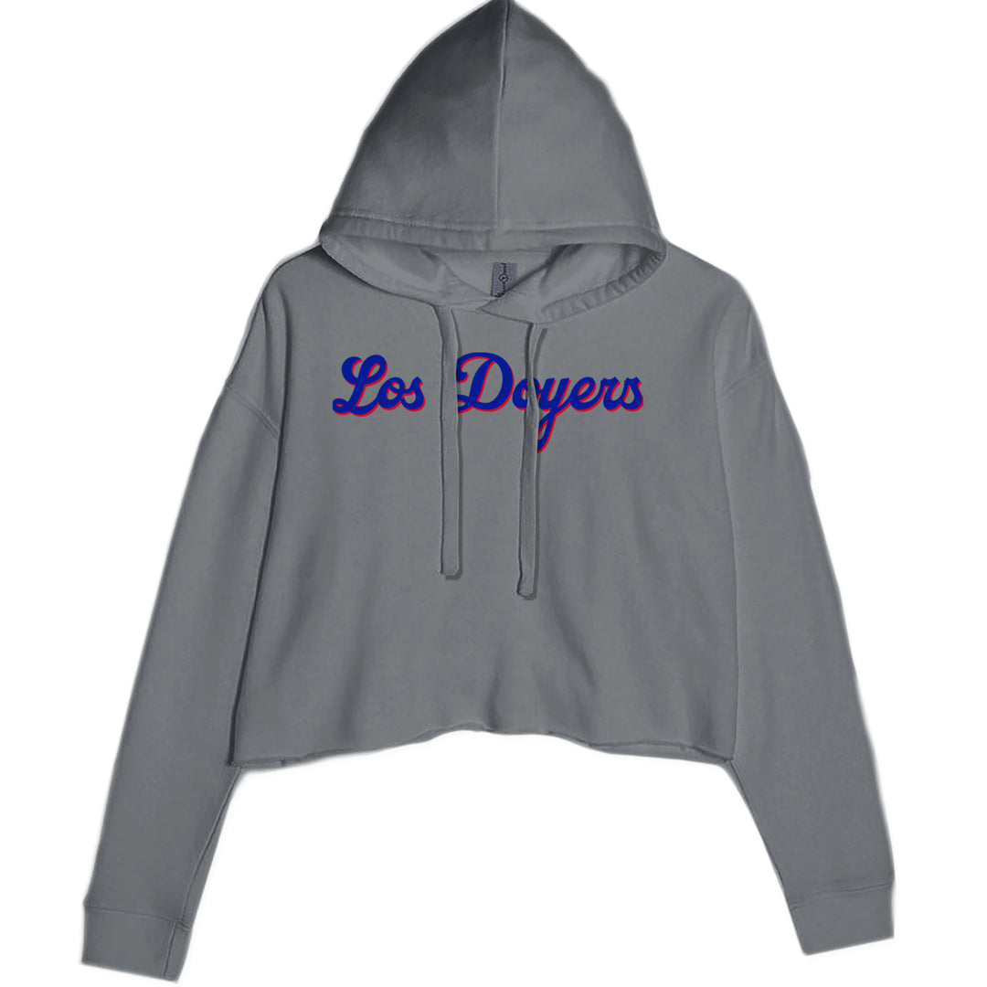 Los Doyers LA Baseball Cropped Hoodie Sweatshirt Charcoal Grey
