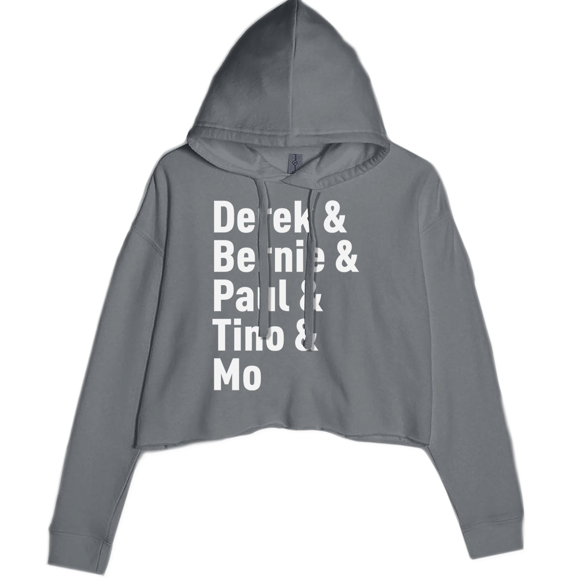 Derek & Bernie & Paul & Tino & Mo Cropped Hoodie Sweatshirt Charcoal Grey