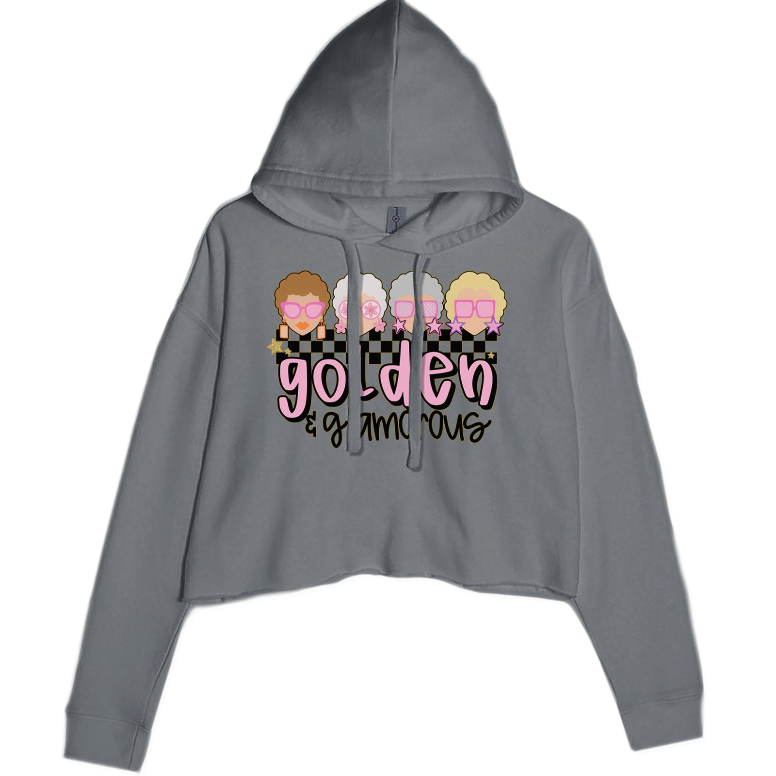 Golden And Glamorous Golden Girls Cropped Hoodie Sweatshirt Black