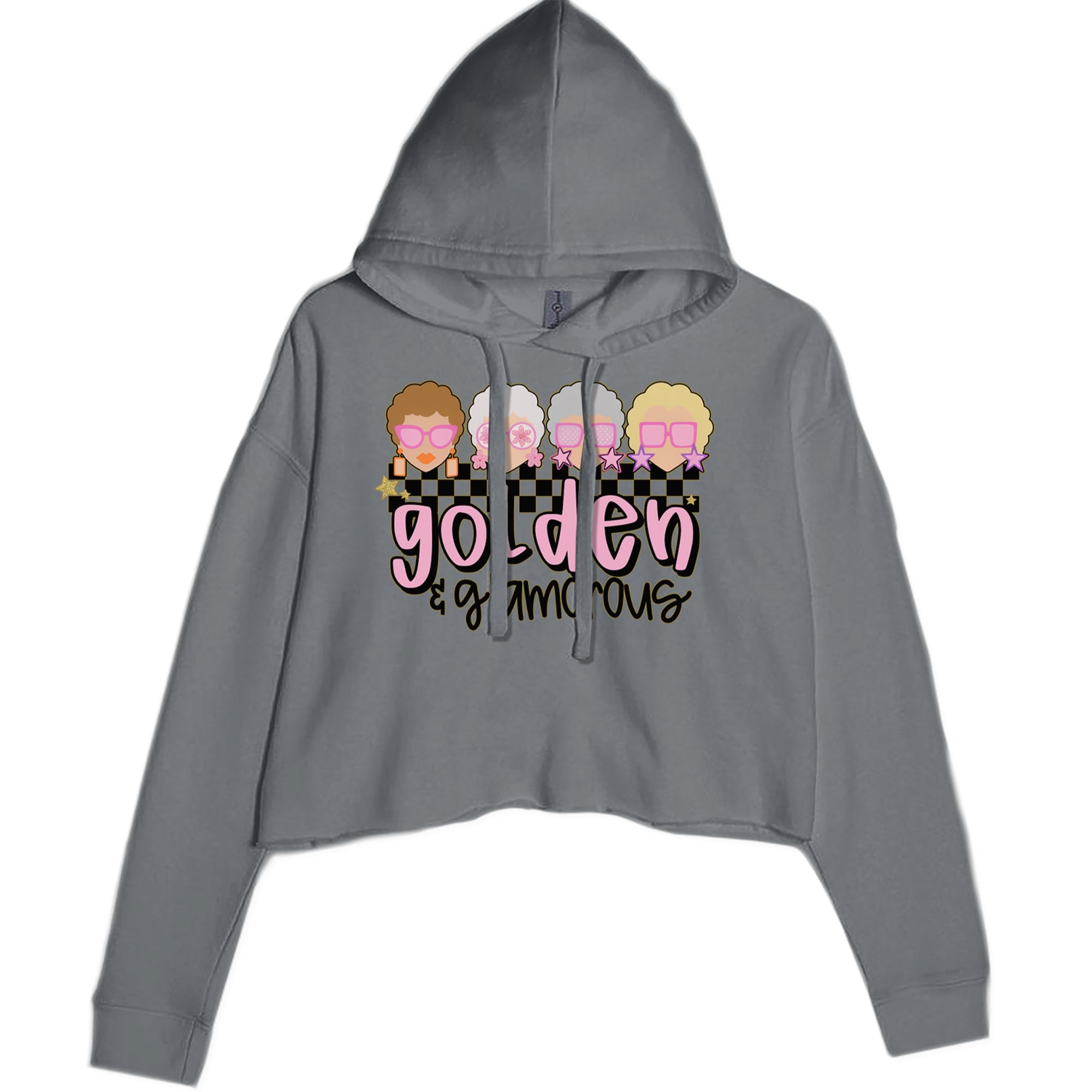 Golden And Glamorous Golden Girls Cropped Hoodie Sweatshirt Charcoal Grey