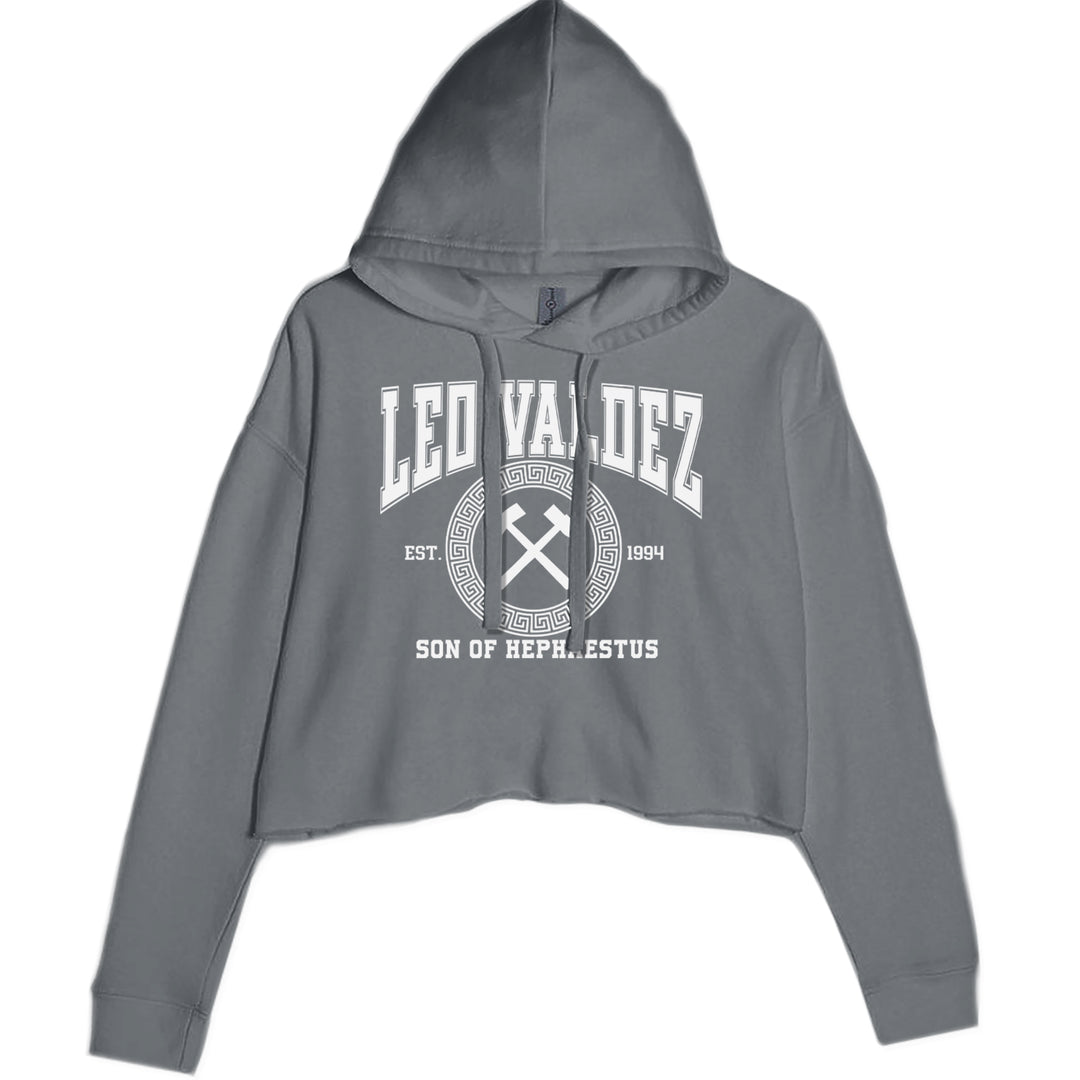 Leo Valdez Son of Hephaestus Forge Master Cropped Hoodie Sweatshirt Charcoal Grey