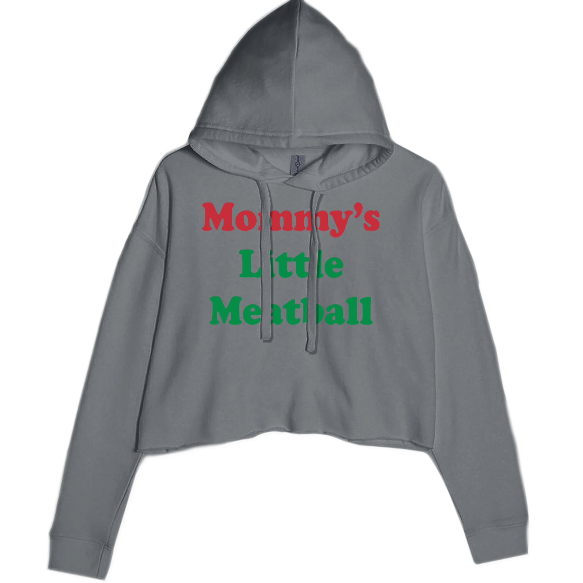 Mommy's Little Meatball Love Island Cropped Hoodie Sweatshirt Charcoal Grey