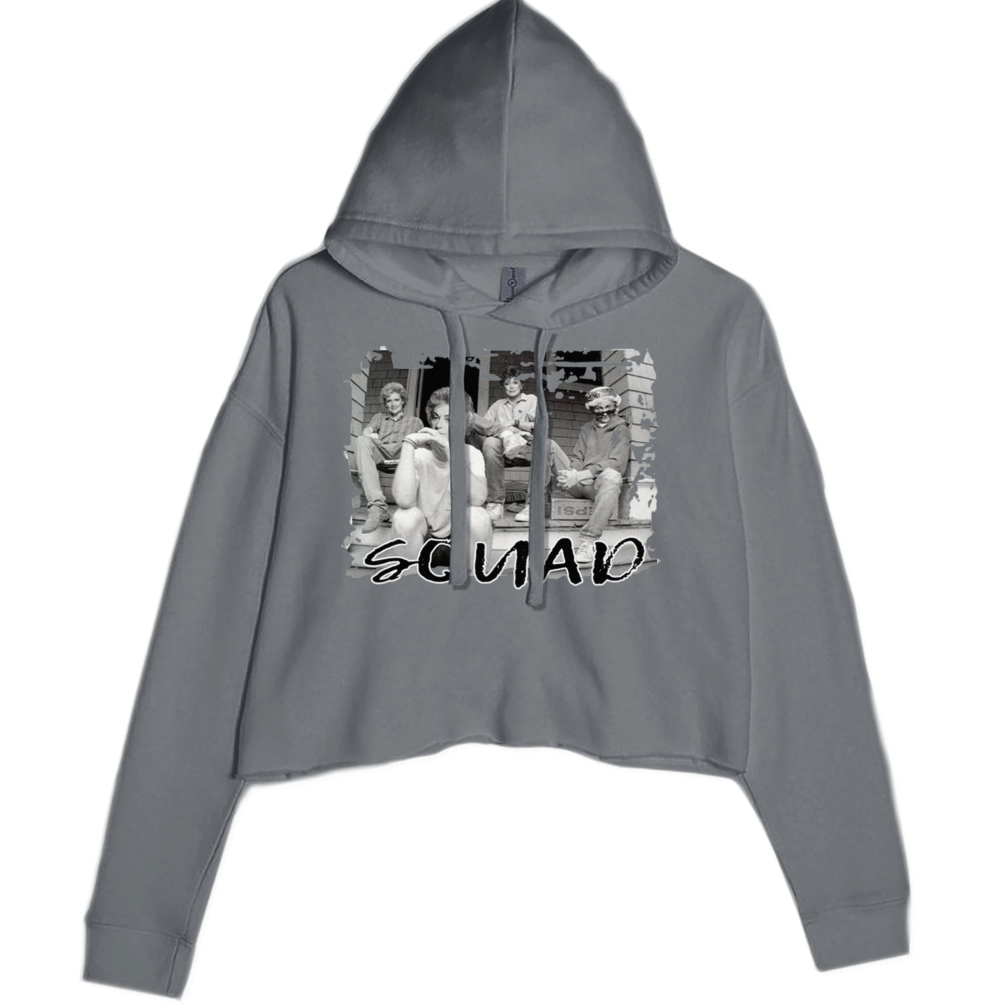 Squad Golden Girls Cropped Hoodie Sweatshirt Charcoal Grey