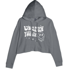 Unclench Your Jaw Festival Rave EDM Cropped Hoodie Sweatshirt Charcoal Grey
