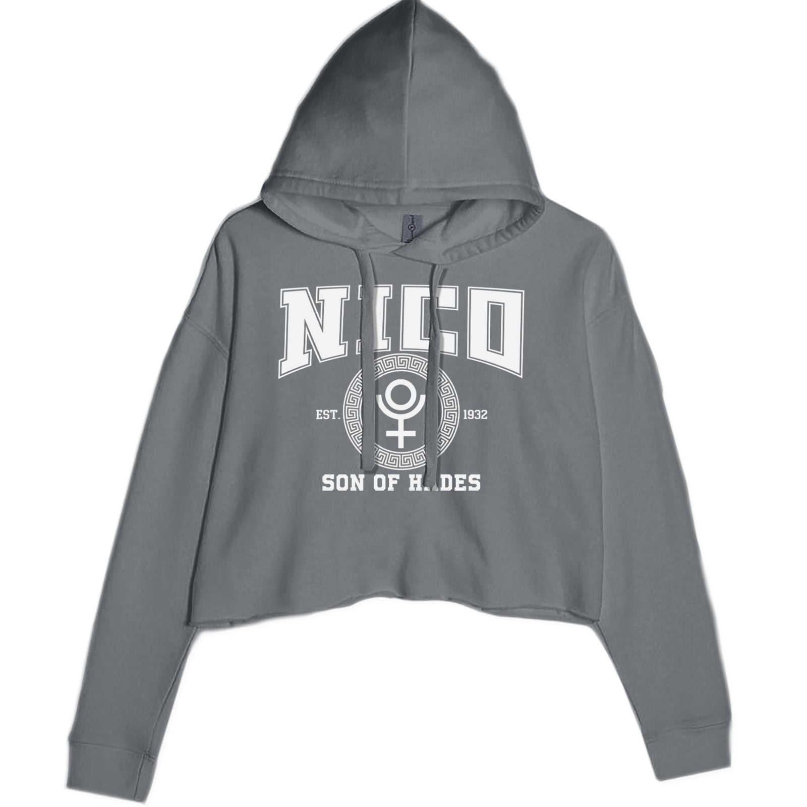Nico Son of Hades Underworld Crest Cropped Hoodie Sweatshirt Black