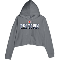 Chicago Chi-Town City Pride Cropped Hoodie Sweatshirt Charcoal Grey