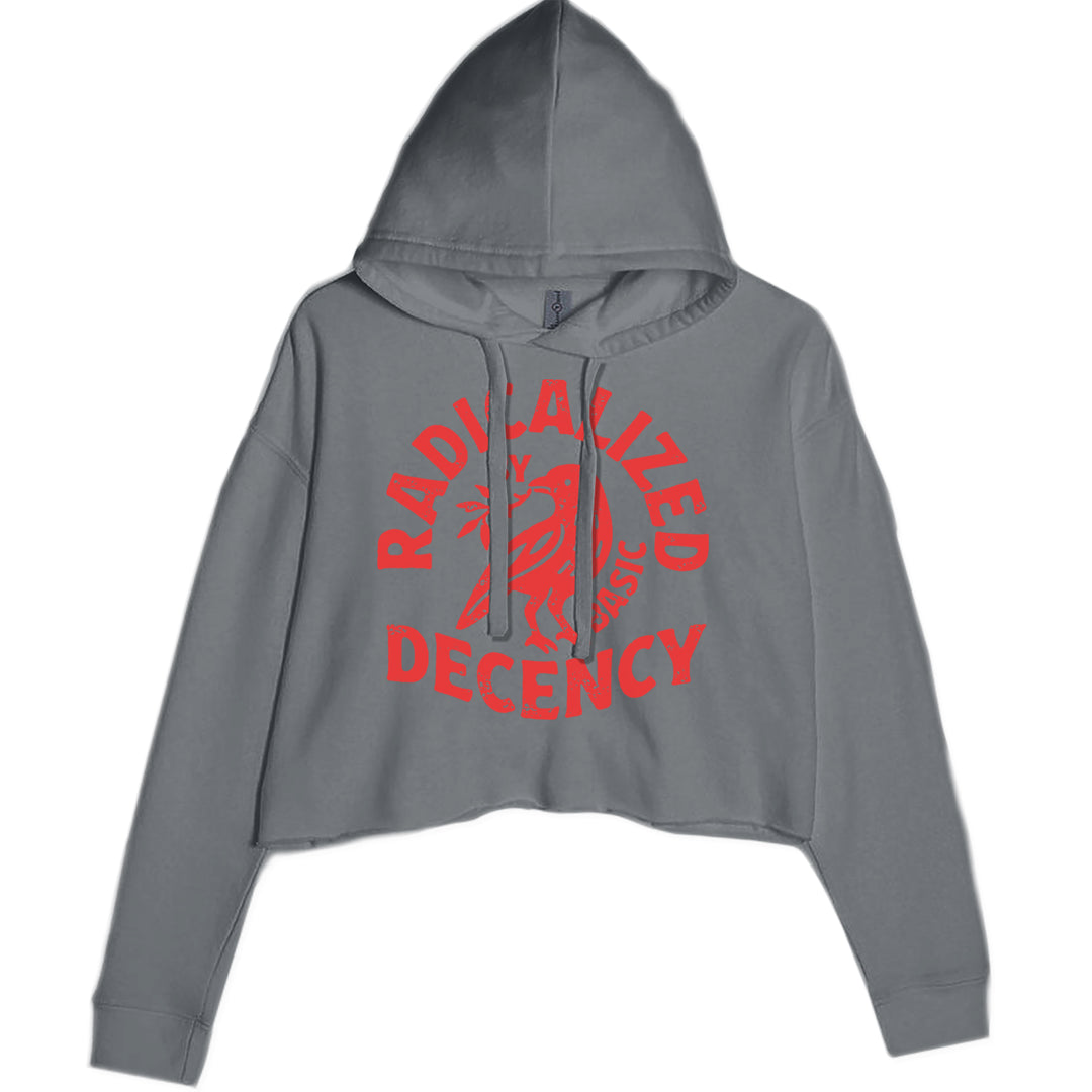 Radicalized by Basic Decency Dove Protest Statement Cropped Hoodie Sweatshirt Charcoal Grey
