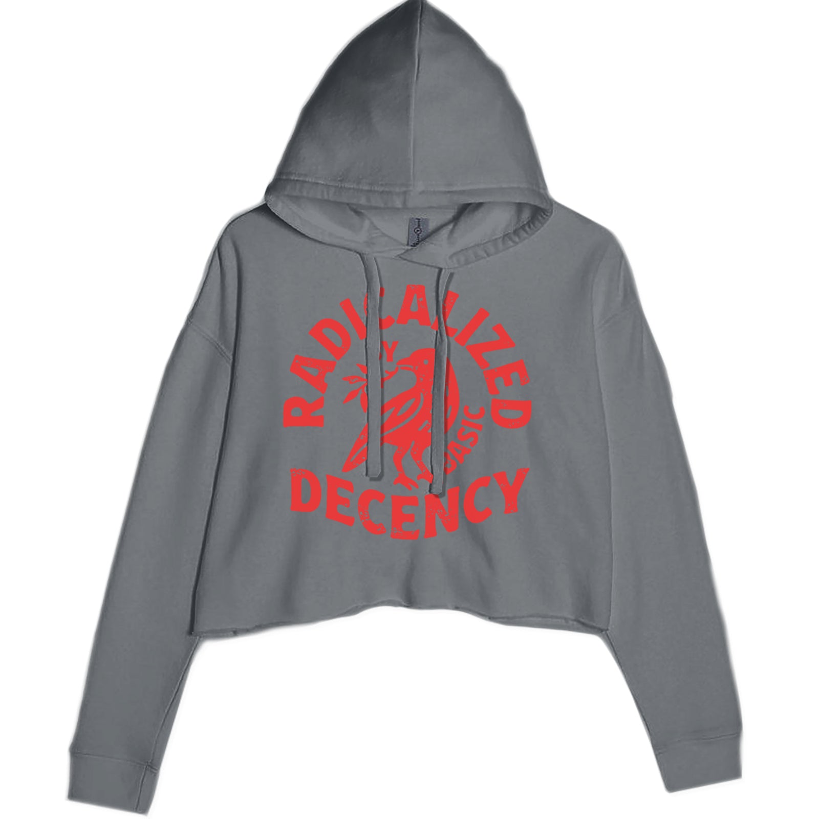 Radicalized by Basic Decency Dove Protest Statement Cropped Hoodie Sweatshirt Black