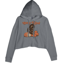 Punch Stay Kind Macaque Cropped Hoodie Sweatshirt Charcoal Grey