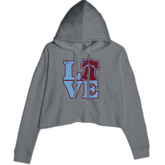 Love Philly Liberty Bell Cropped Hoodie Sweatshirt Charcoal Grey