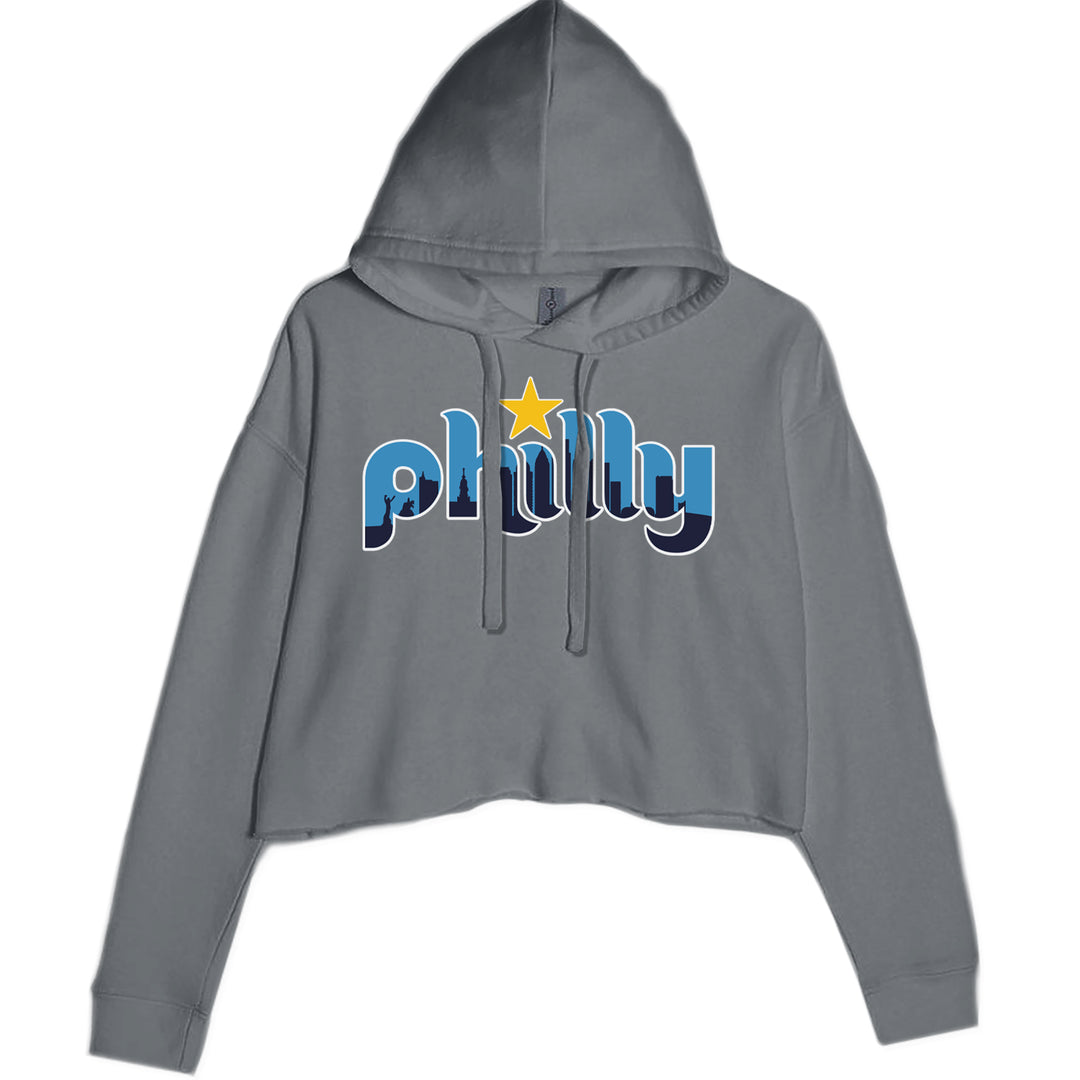 Skyline Philly Philadelphia Cropped Hoodie Sweatshirt Charcoal Grey