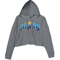 Skyline Philly Philadelphia Cropped Hoodie Sweatshirt Charcoal Grey