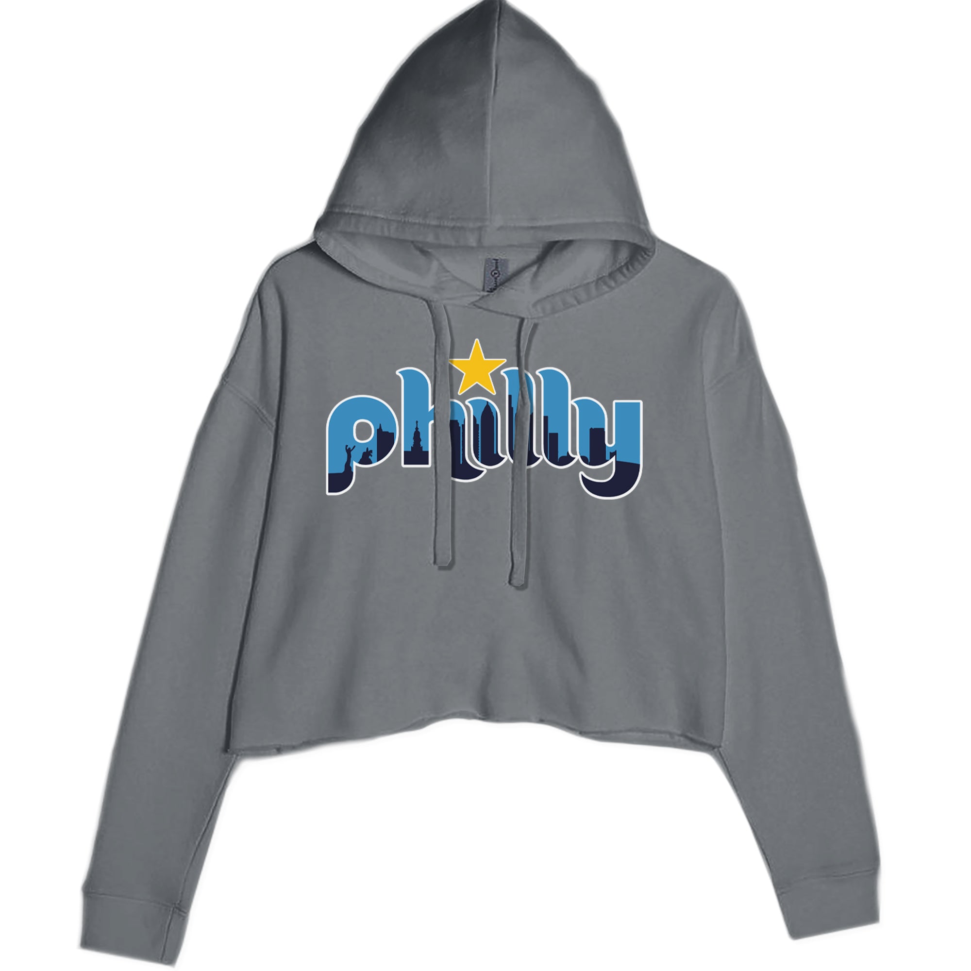 Skyline Philly Philadelphia Cropped Hoodie Sweatshirt Charcoal Grey