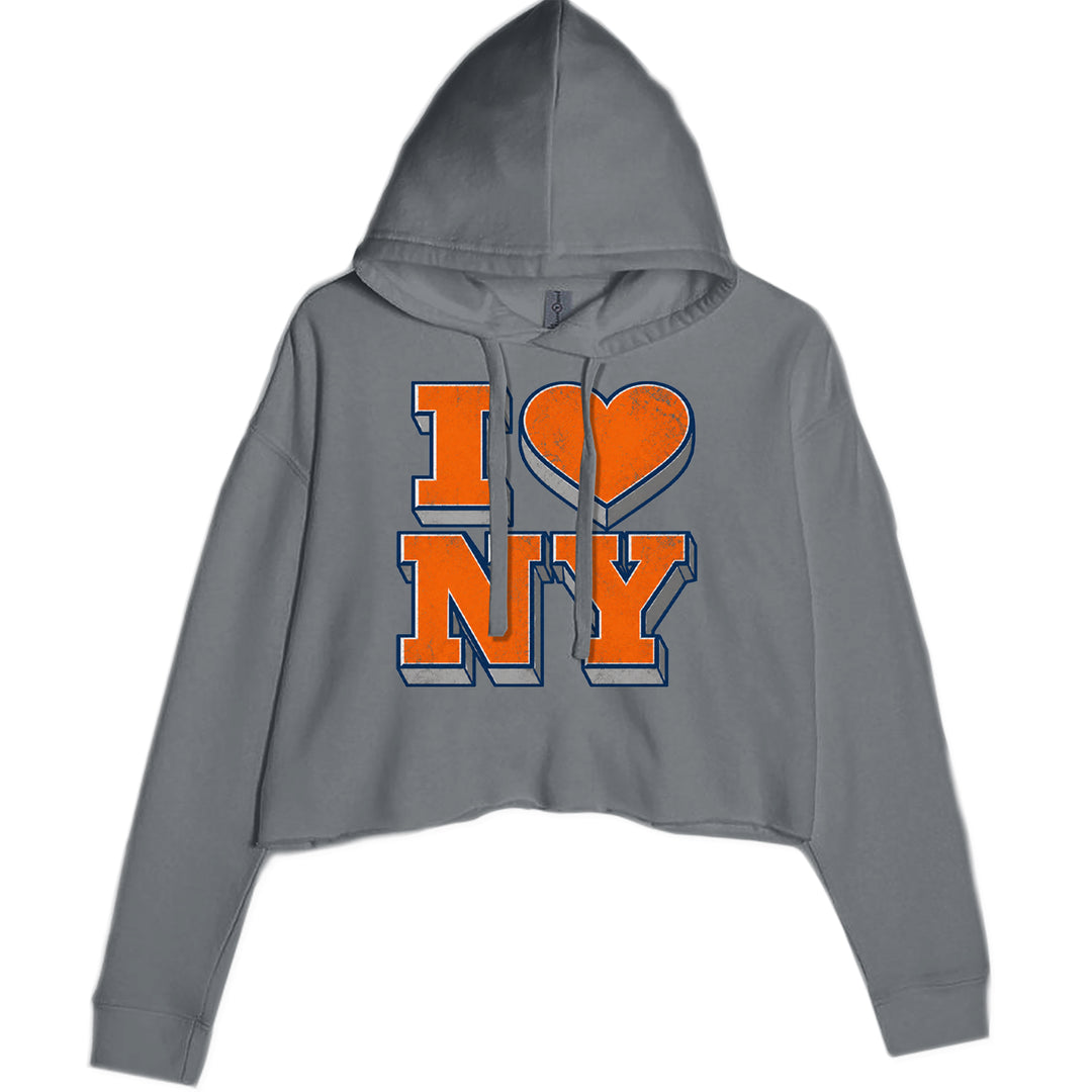 New York City Pride Heart Cropped Hoodie Sweatshirt Charcoal Grey
