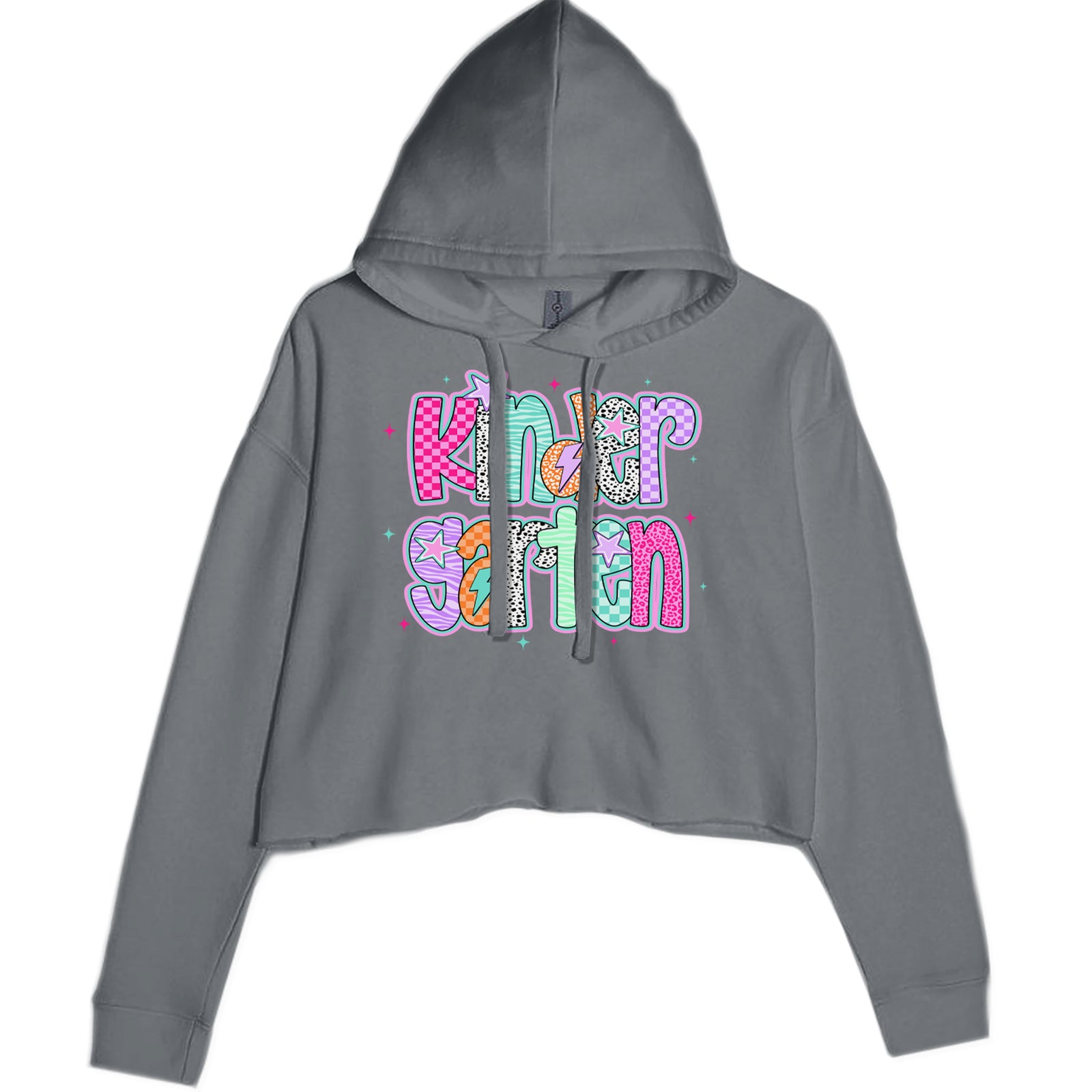 Kindergarten Cutie Colorful Back to School Cropped Hoodie Sweatshirt Black
