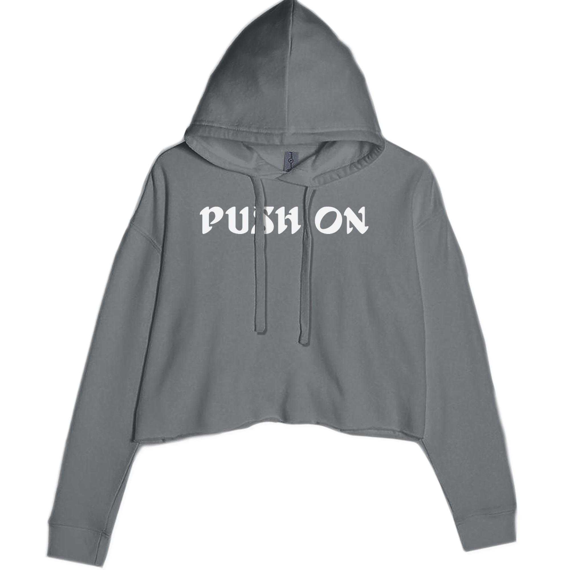 Push On Tush Push Cropped Hoodie Sweatshirt Charcoal Grey
