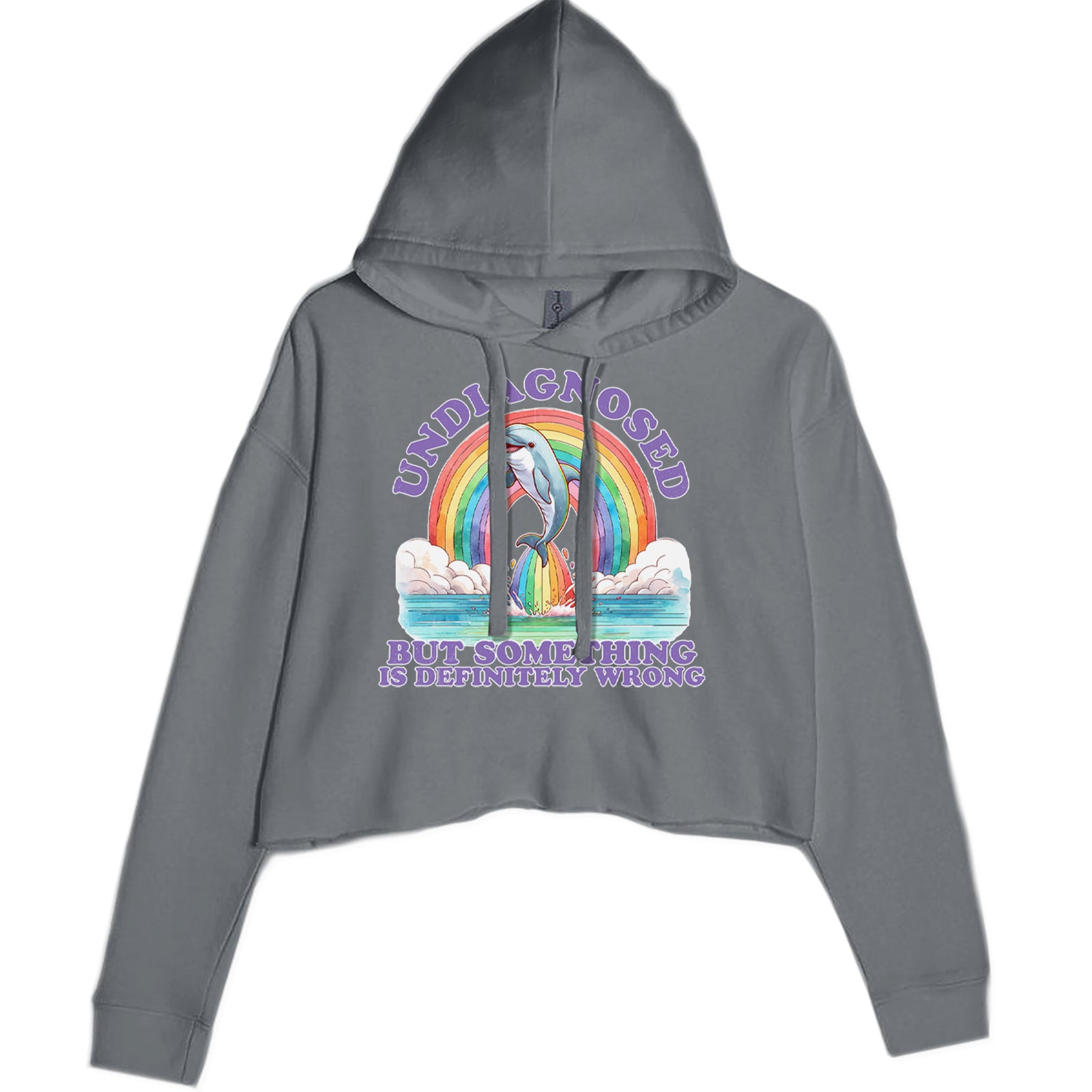 Undiagnosed But Something Is Definitely Wrong Cropped Hoodie Sweatshirt Charcoal Grey