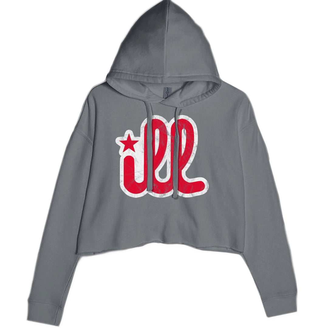 ILL Vintage It's A Philly Thing Cropped Hoodie Sweatshirt Charcoal Grey