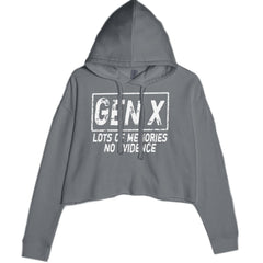 Gen X Lots of Memories No Evidence Nostalgia Cropped Hoodie Sweatshirt Charcoal Grey
