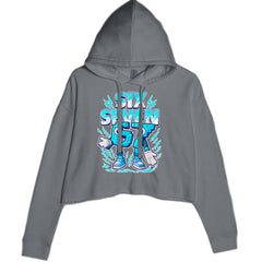 67 Brainrot Meme Slang Cropped Hoodie Sweatshirt Charcoal Grey