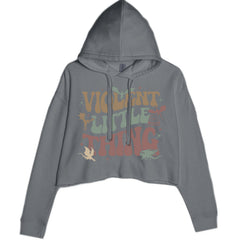 Violent Little Thing Dragon Cropped Hoodie Sweatshirt Charcoal Grey