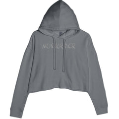Murrrder Glitter Traitor Cropped Hoodie Sweatshirt Charcoal Grey