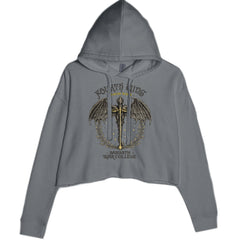 Fourth Wing Dragon Rider Vintage Basgiath War College Cropped Hoodie Sweatshirt Charcoal Grey
