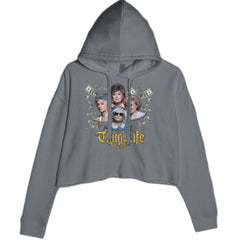 Golden Chain Thug Life Girls Cropped Hoodie Sweatshirt Charcoal Grey