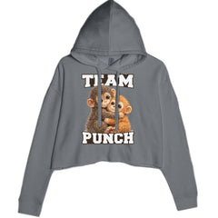 Team Punch Panchi-kun Monkey Cropped Hoodie Sweatshirt Charcoal Grey