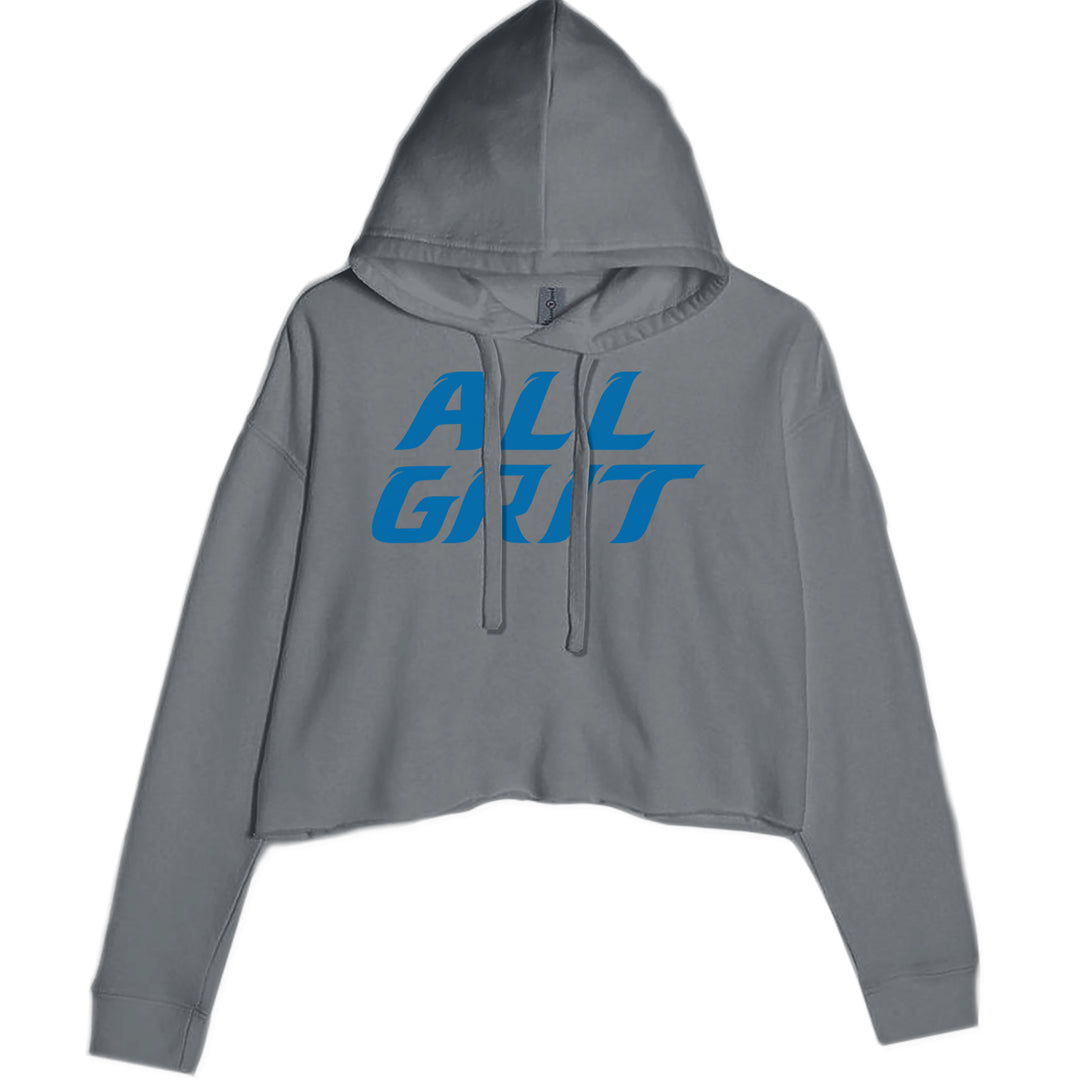 All Grit Detroit Football Cropped Hoodie Sweatshirt Charcoal Grey