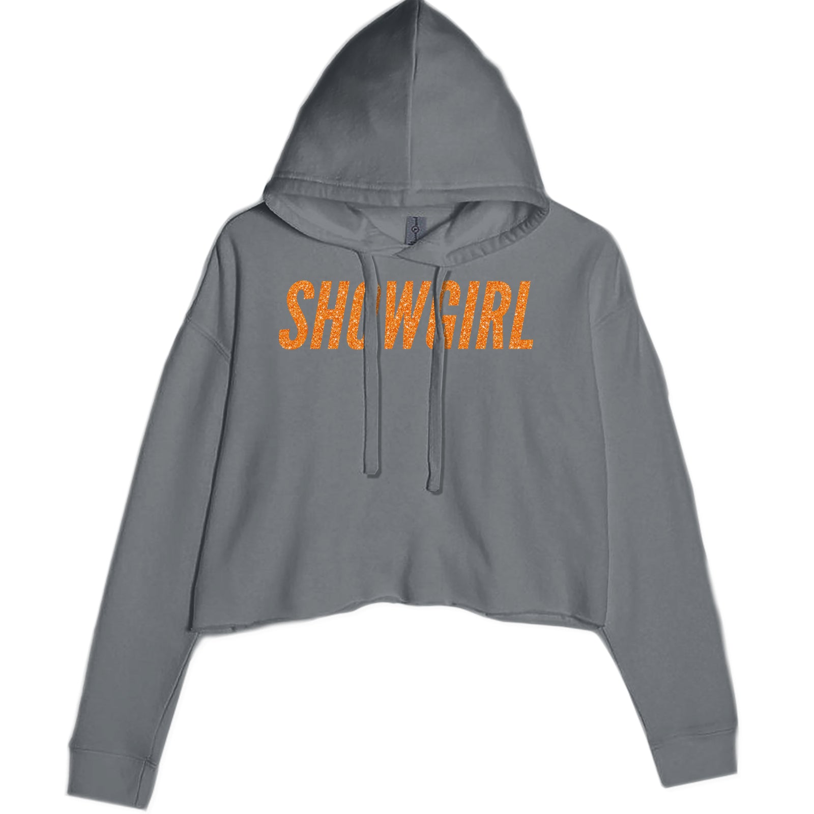 Showgirl Orange Glitter Cropped Hoodie Sweatshirt Black