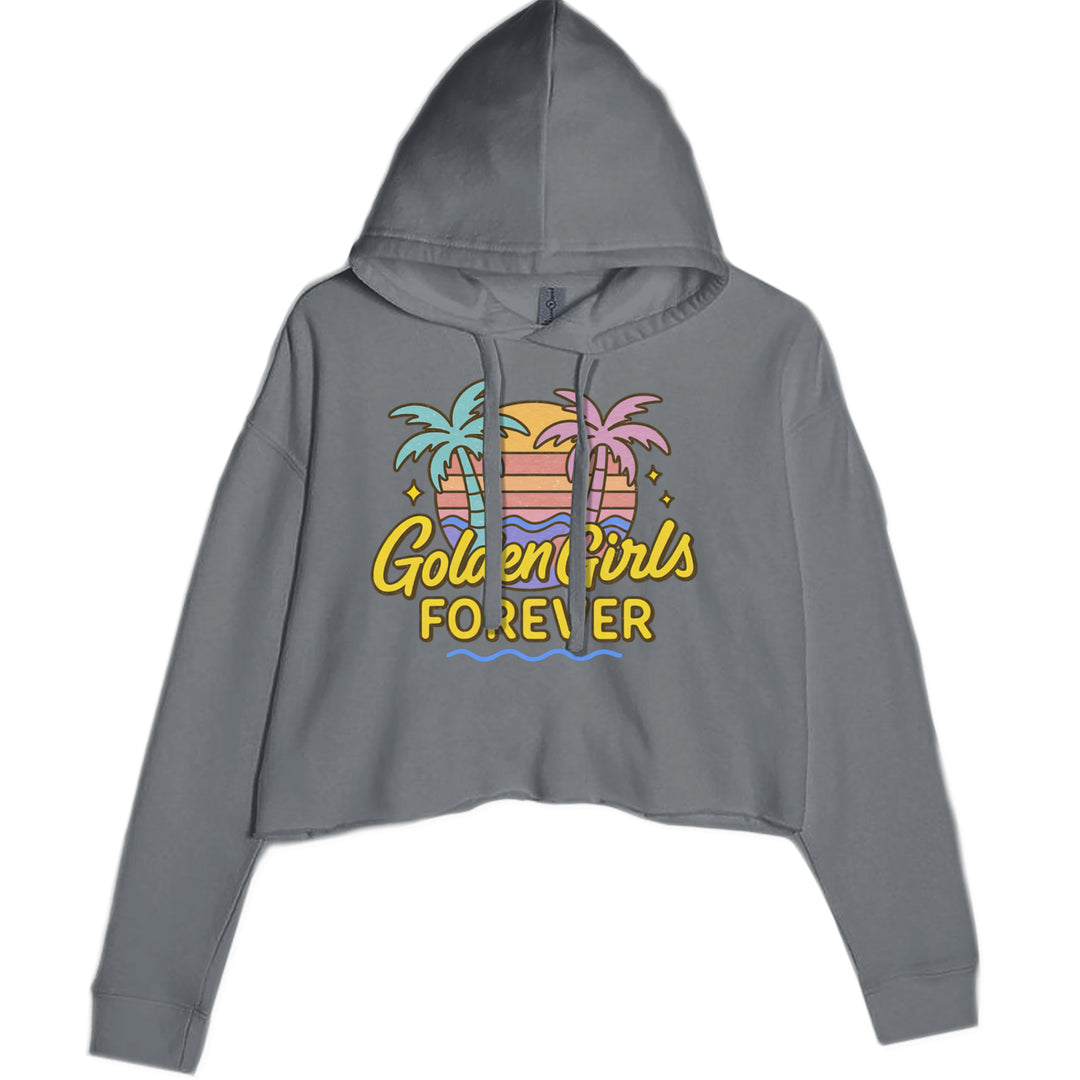 Golden Girls Forever Retro Sunset Cropped Hoodie Sweatshirt Charcoal Grey