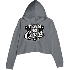 Team Ciara Scamanda Broken Heart graphic on Women's Cropped Fleece Hoodie in Charcoal Grey