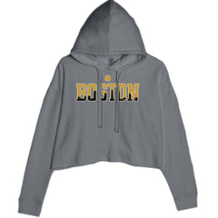 Boston City Pride Irish Cropped Hoodie Sweatshirt Charcoal Grey