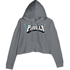 Philly Bold Block Throwback Cropped Hoodie Sweatshirt Charcoal Grey