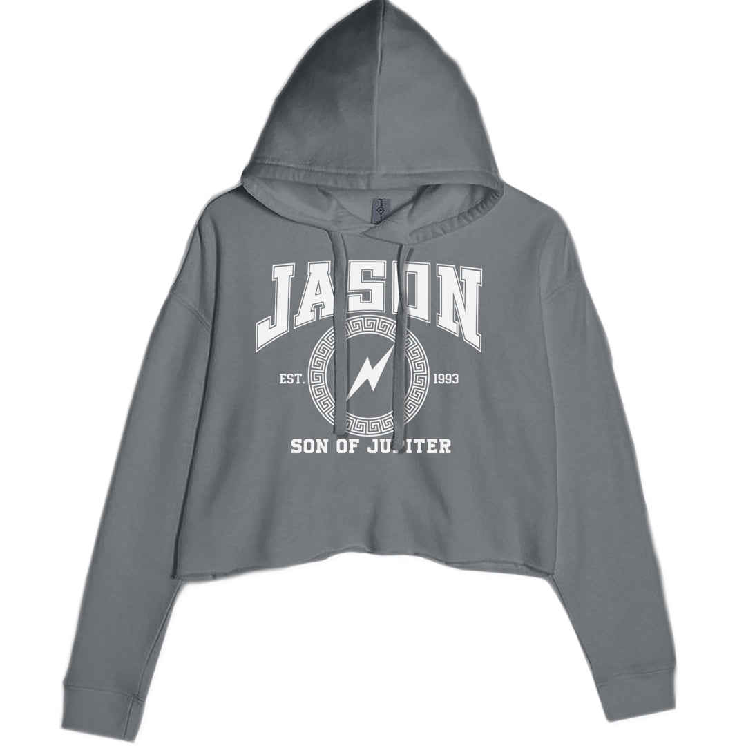 Jason Son of Jupiter Storm Bringer Cropped Hoodie Sweatshirt Charcoal Grey