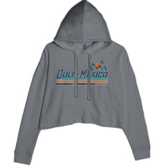 Gulf Of Mexico Established Year 1550 Cropped Hoodie Sweatshirt Charcoal Grey