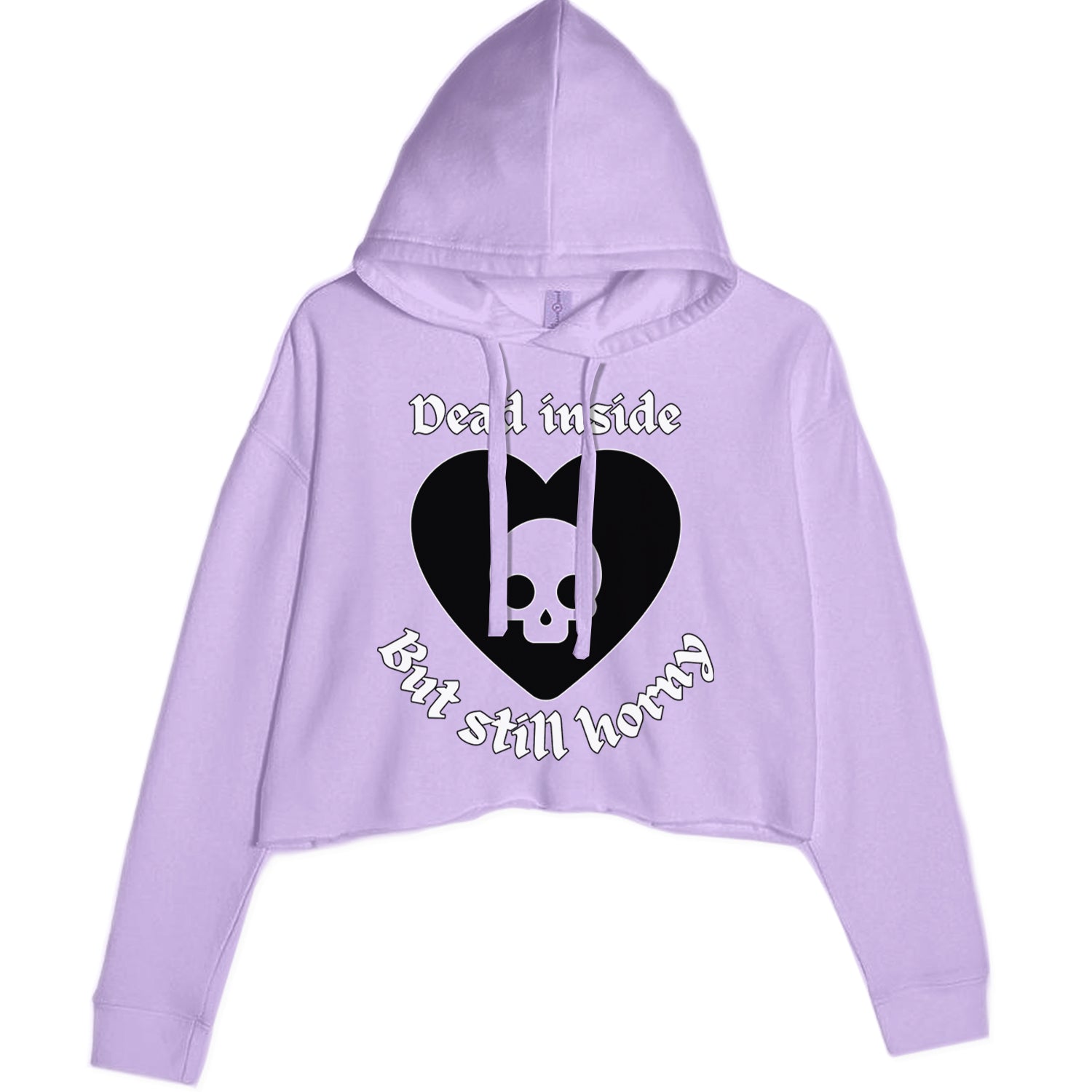 Dead Inside But Still Horny Skull Romantasy Cropped Hoodie Sweatshirt Lavender