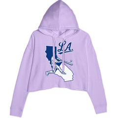 Los Angeles Baseball Batter Up Cropped Hoodie Sweatshirt Lavender