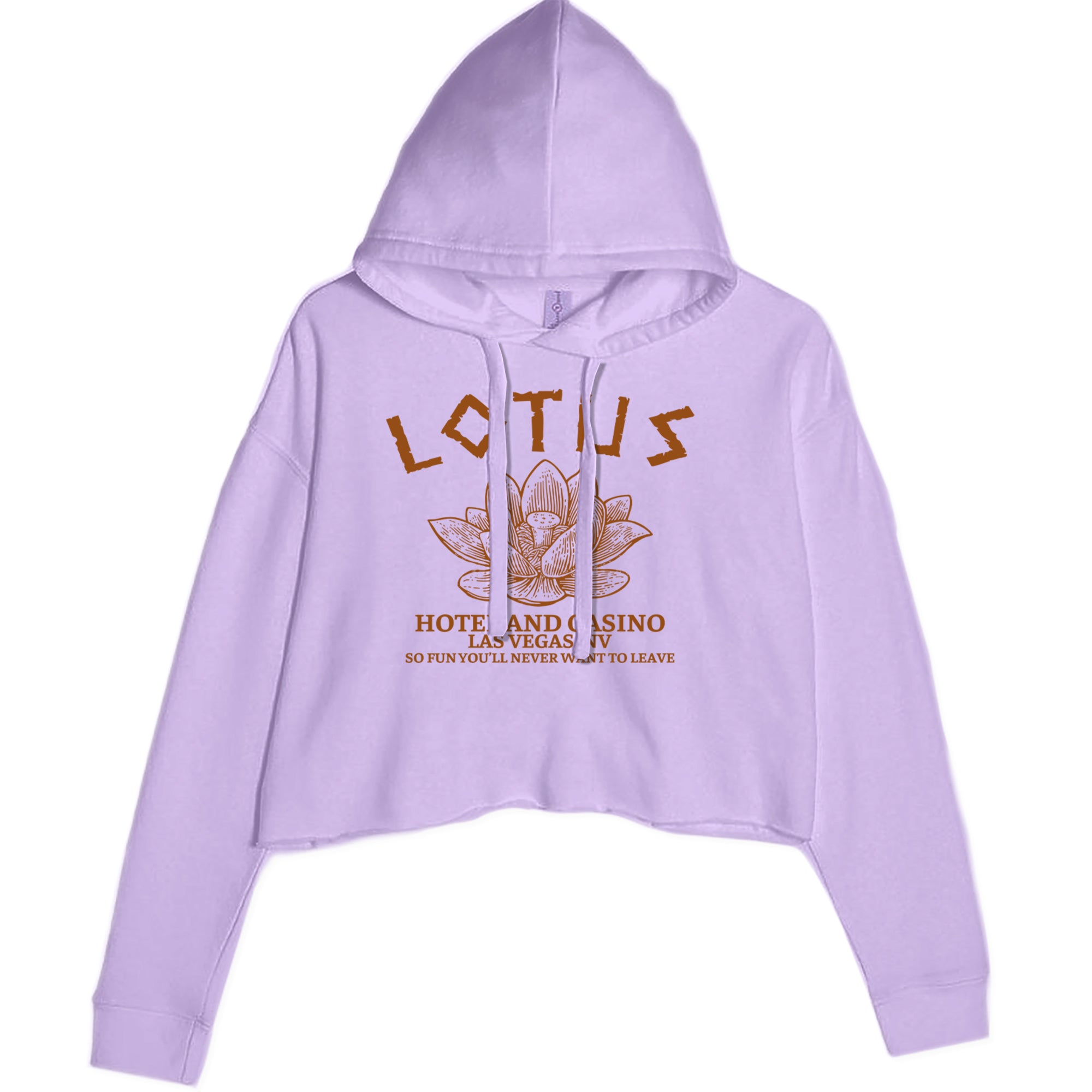Lotus Hotel and Casino Cropped Hoodie Sweatshirt Lavender