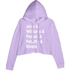 Jeter & Williams & Posada & Pettitte & Rivera Cropped Hoodie Sweatshirt Lavender