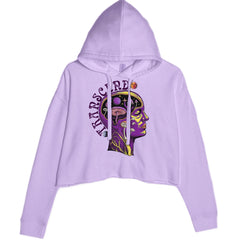 Psychedelic Cosmic Mushroom Head Cropped Hoodie Sweatshirt Lavender