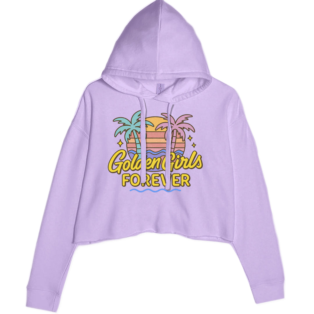 Golden Girls Forever Retro Sunset Cropped Hoodie Sweatshirt Lavender