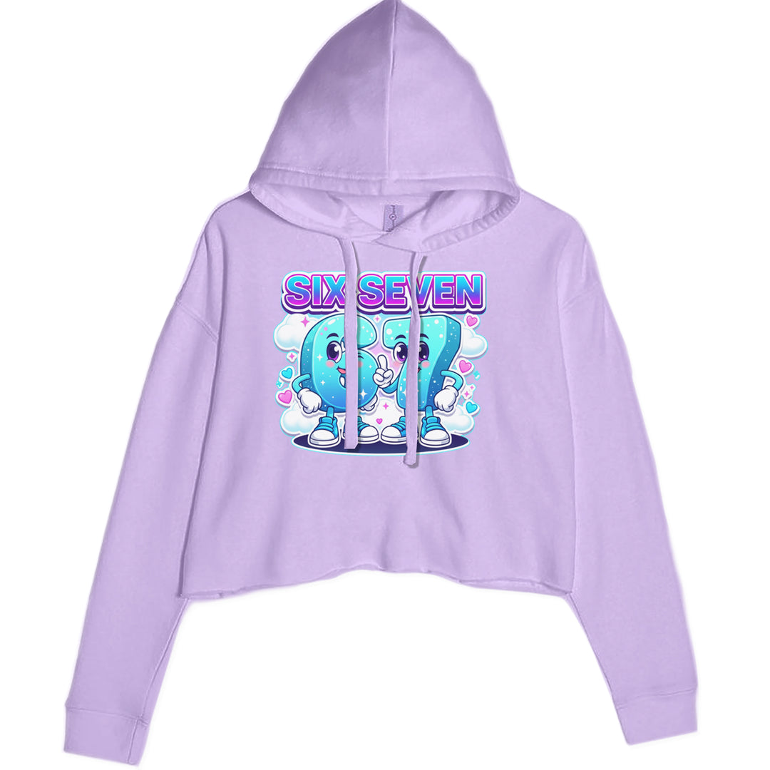 67 Six Seven Meme Kawaii Cloud Cropped Hoodie Sweatshirt Lavender
