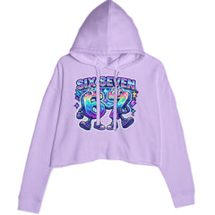 Six Seven 67 Retro Pixel Buddies Cropped Hoodie Sweatshirt Lavender