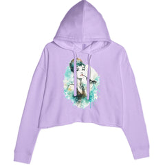 Mrs. Herpburn Iconic Watercolors Cropped Hoodie Sweatshirt Lavender