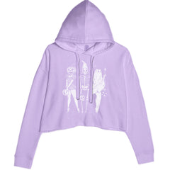 Vintage Spooky Squad Pinup Halloween Design Cropped Hoodie Sweatshirt Lavender