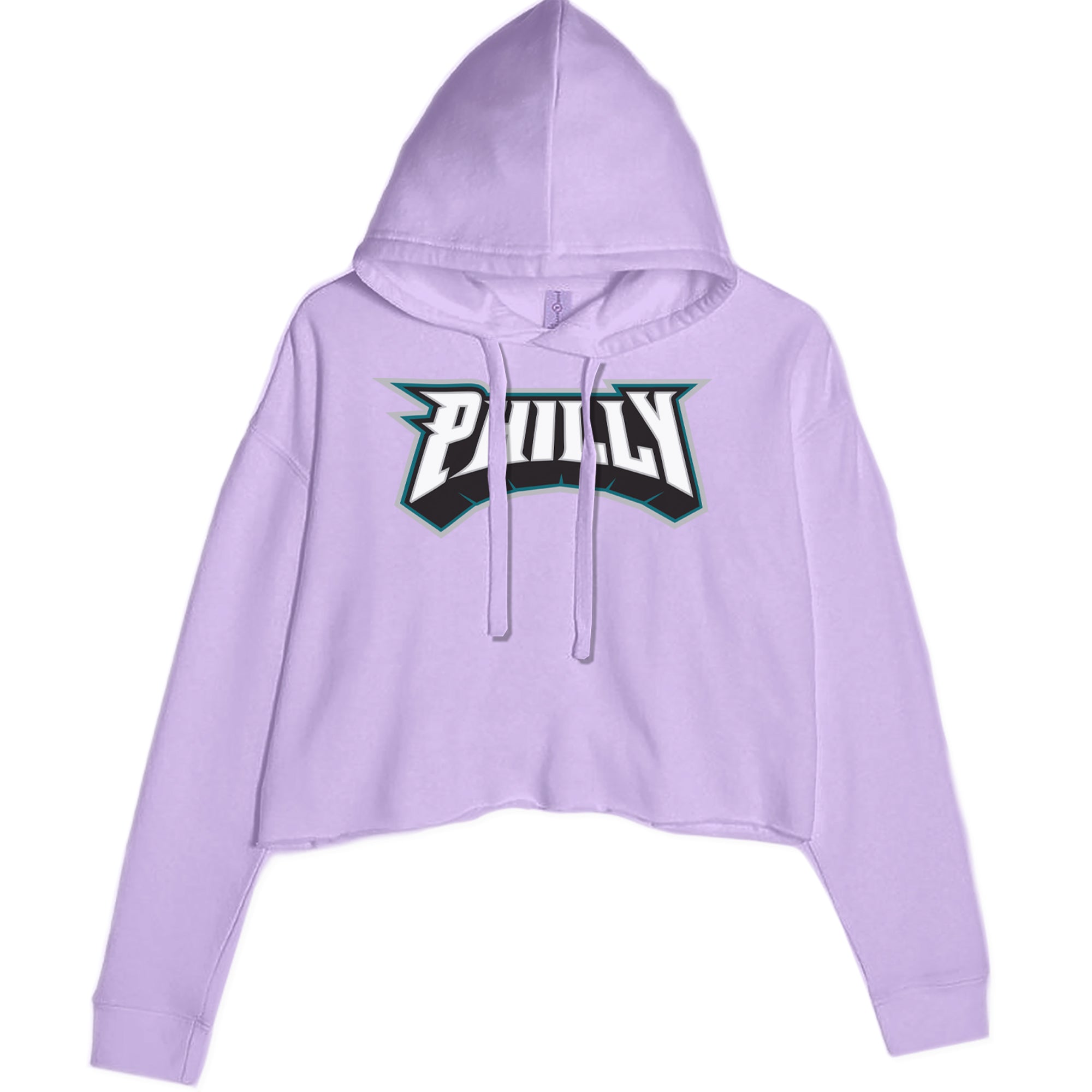 Philly Bold Block Throwback Cropped Hoodie Sweatshirt Lavender
