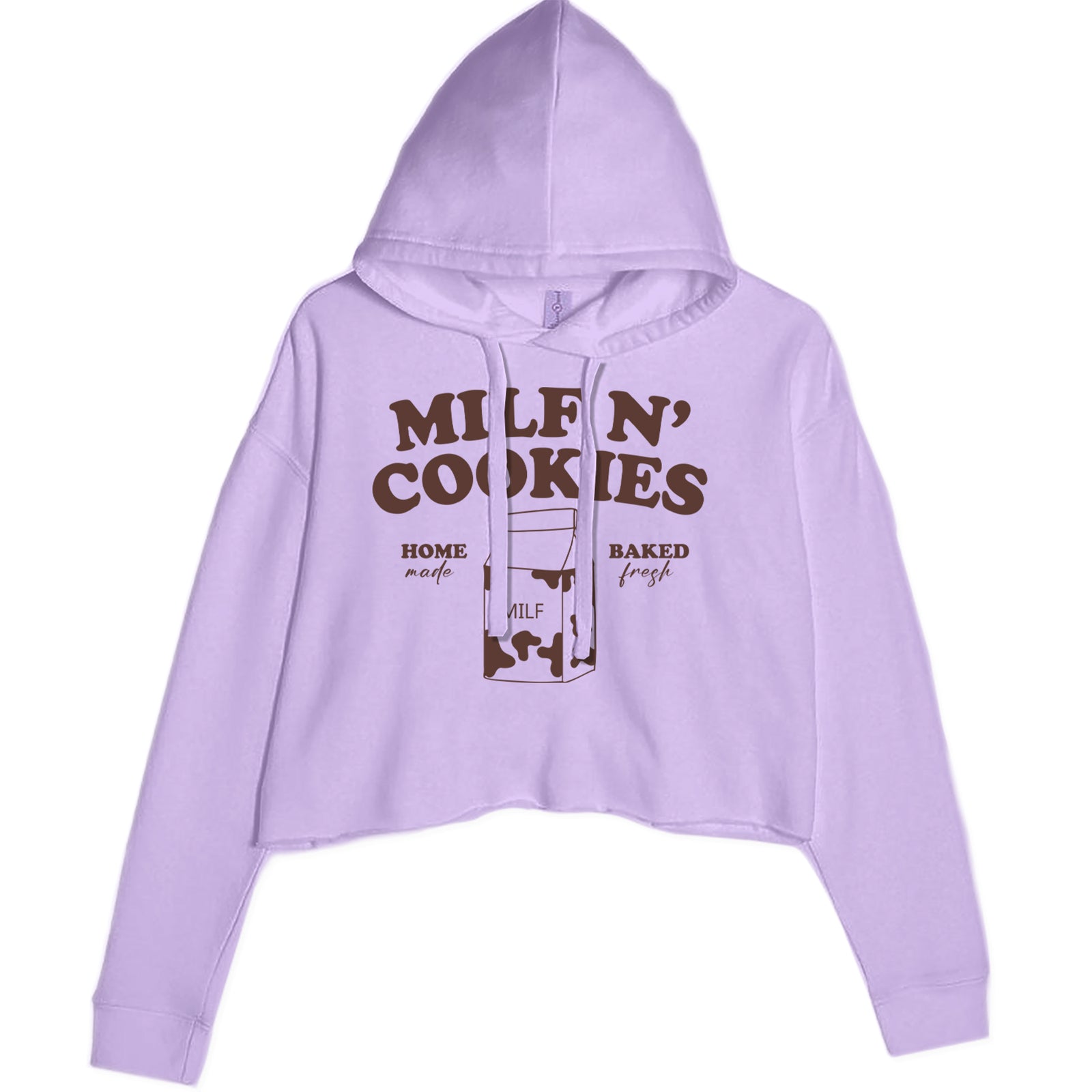 Milf And Cookies Cropped Hoodie Sweatshirt Lavender